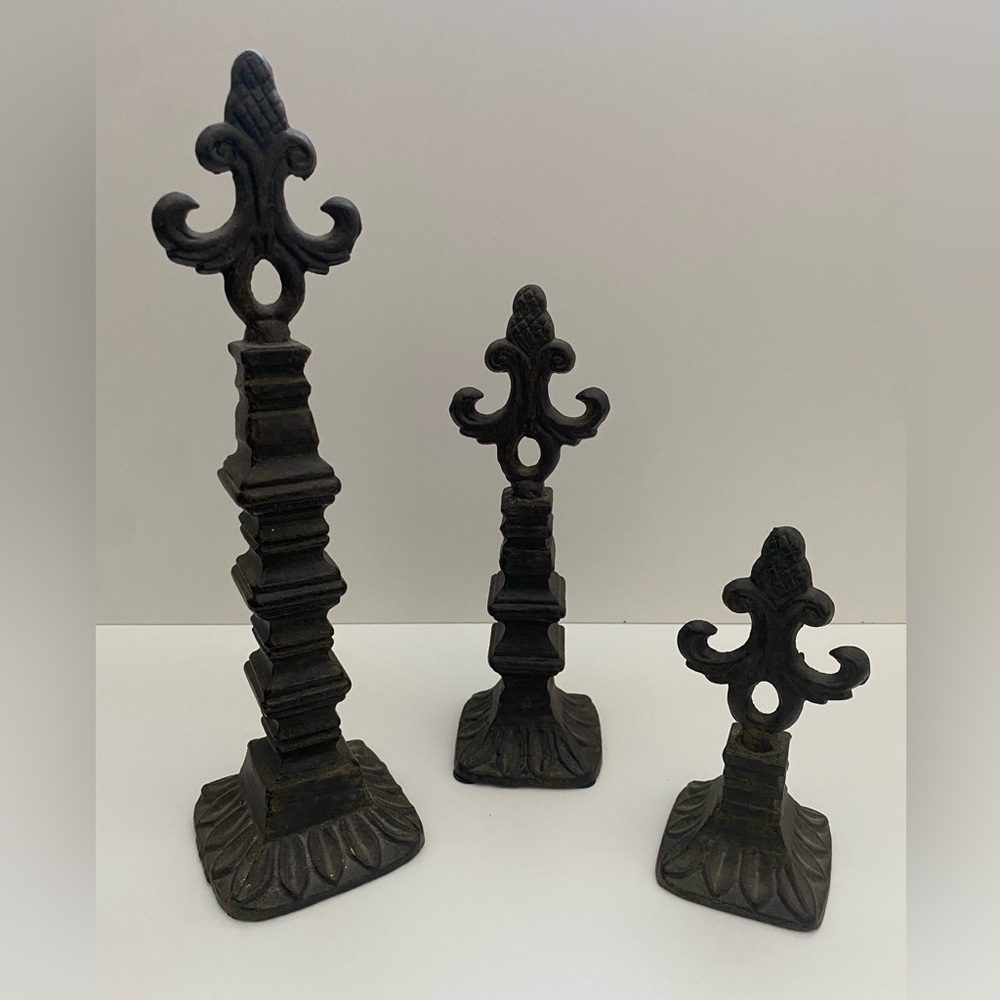 Home Interiors Vintage Black Fleur De Lis Sculptures